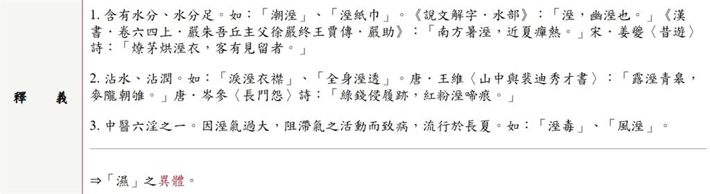 「濕」、「溼」差別考倒1.5萬人！ 教育部字典揭「正確用法」