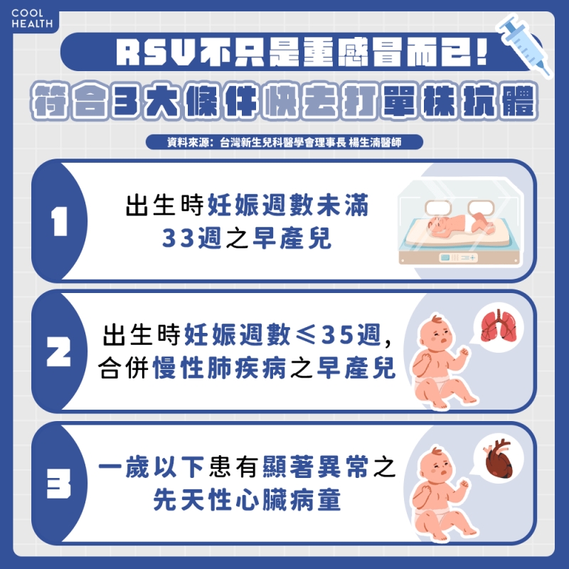 新生兒位處「1場域」要注意！ 符合3條件快去打單株抗體