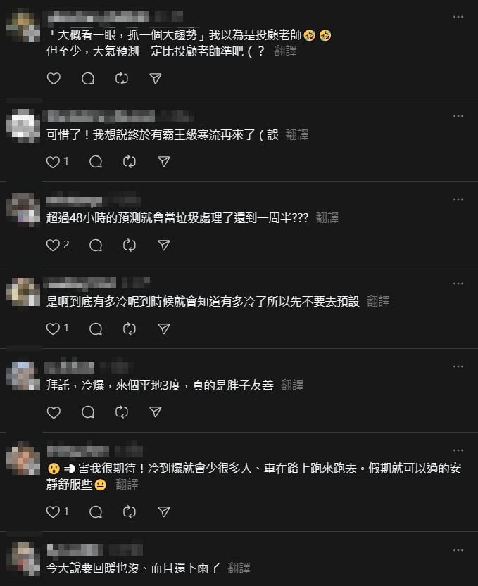 霸王級寒流來襲「過年台北剩3度」？氣象粉專「6字神回覆」曝背後真相