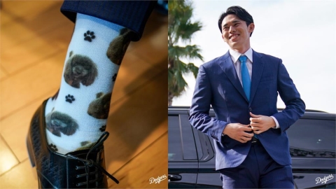 MLB／道奇隊犬增添生力軍？佐佐木朗希穿「貴賓狗襪」出席加盟記者會