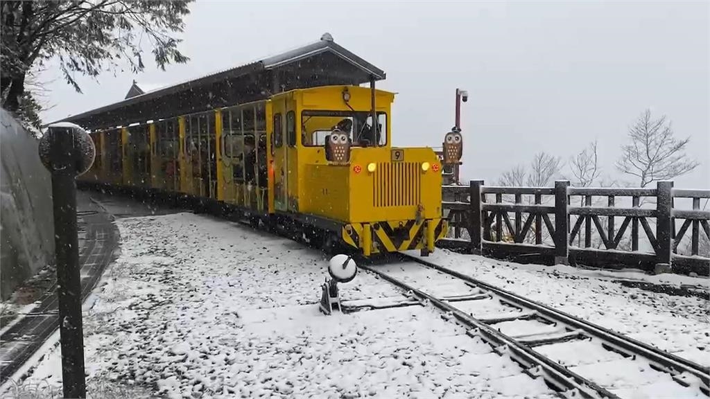 今年首波寒流來襲迎第一場雪 太平山、拉拉山遊客嗨打雪仗