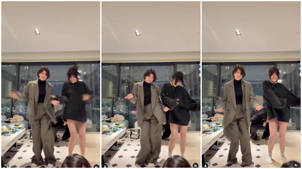 梧桐妹「下衣大失蹤」左右狂晃!同框親媽賈靜雯「驚人對比」全被錄