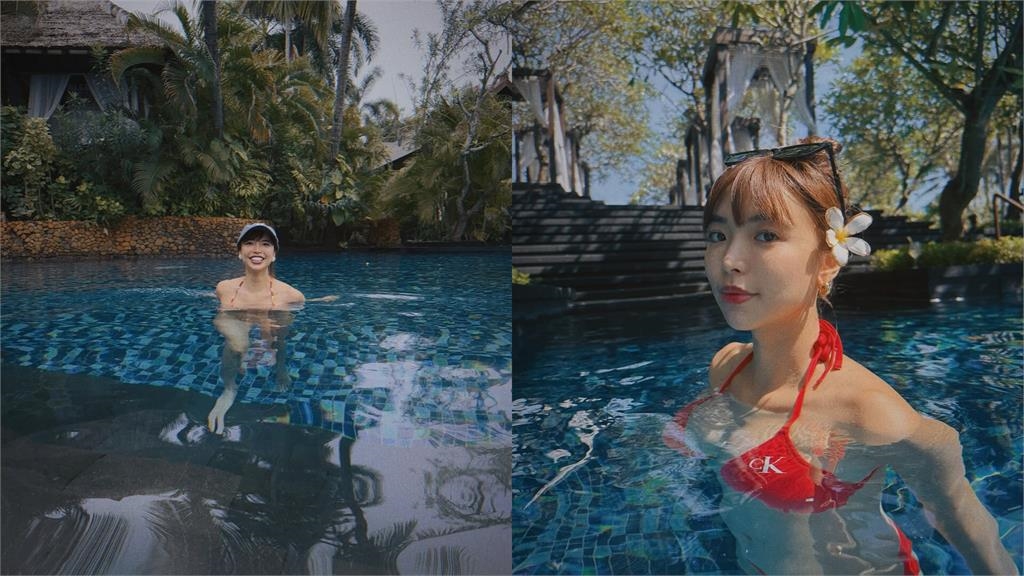 阿圓「熱帶比基尼」狂換3套!曬成小麥肌…偷洩「男友視角」網讚:百祥懂拍