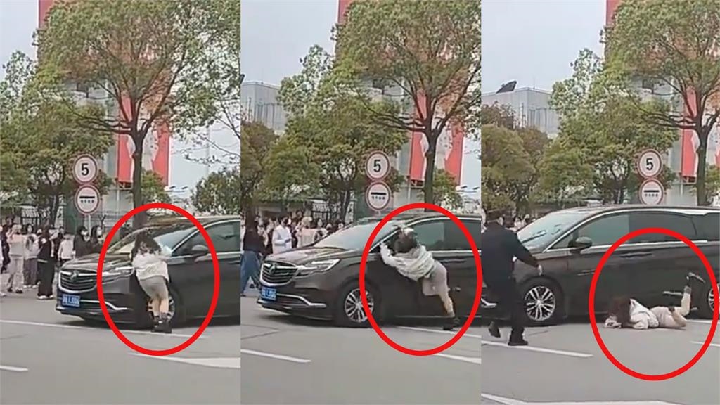 中國男團遇「人肉剎車」!女粉「衝撞保母車」倒地1秒起身繼續追