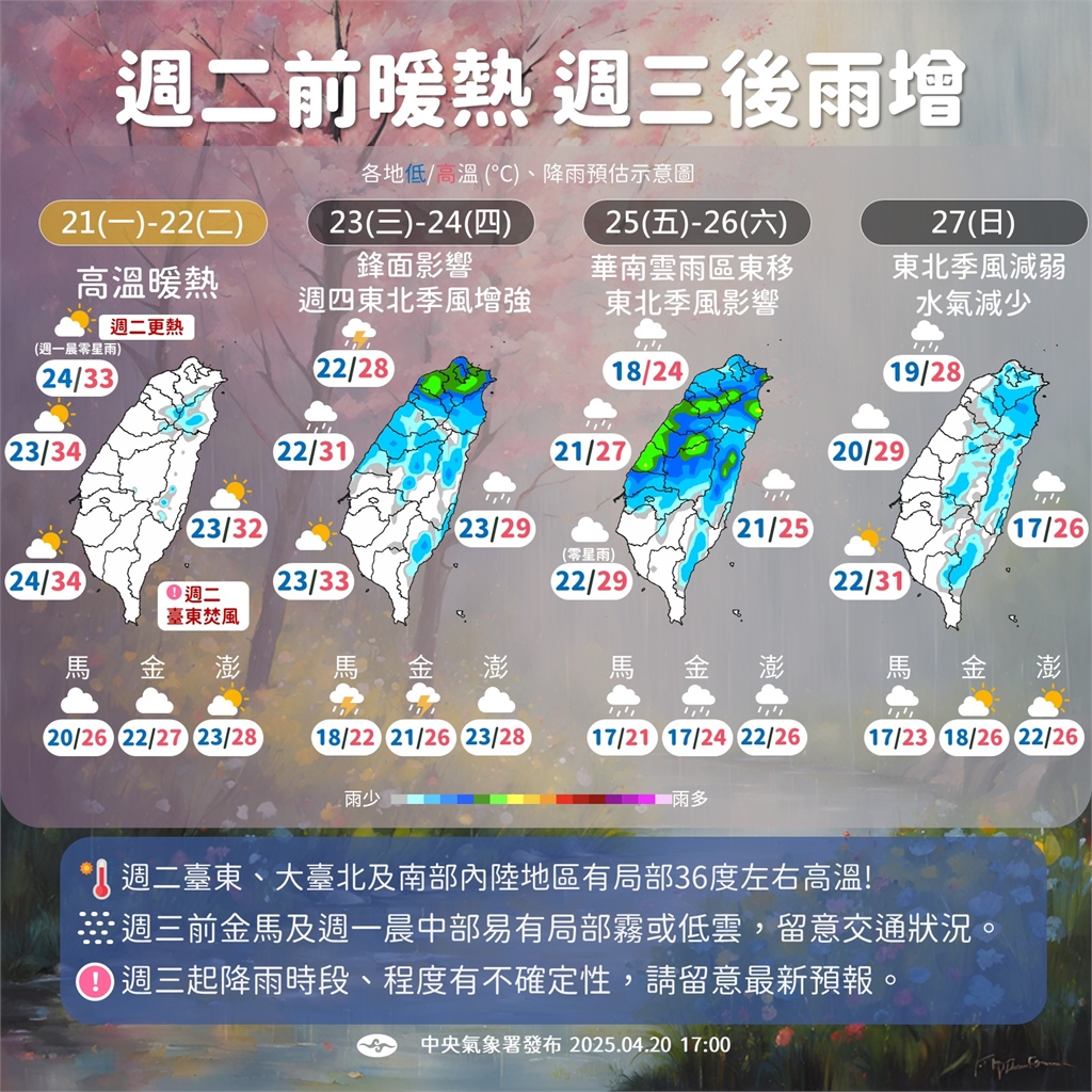 快新聞／水氣減少今白天高溫悶熱　週三受鋒面影響將轉濕涼