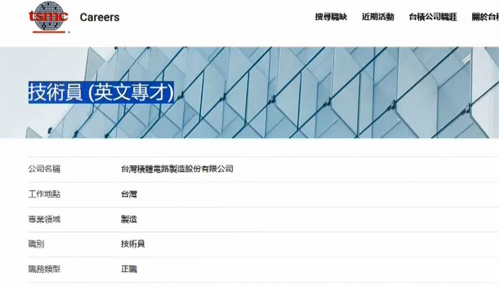 高中職畢業也能進台積電！　年薪75萬以上「職缺條件」曝光