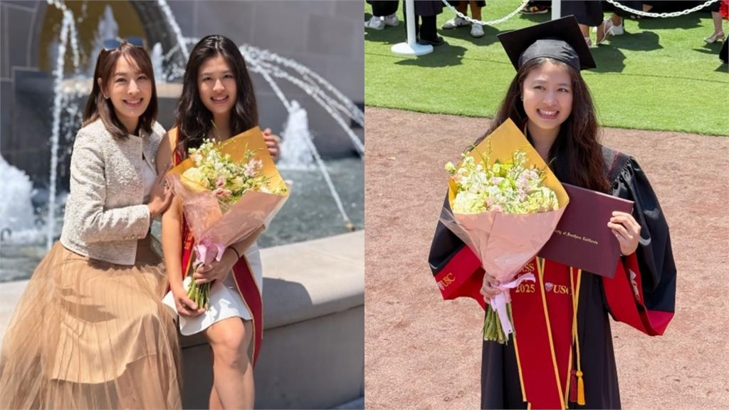 賈永婕全家赴美參加畢業典禮…女兒「逆天美腿」同框照全網讚:根本姐妹!