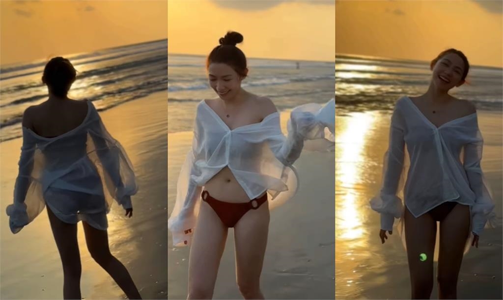 辣妹「遭海風猛吹」噴出火辣真身！竟是曾智希「趴床狠壓好料」網羞：哇哇…