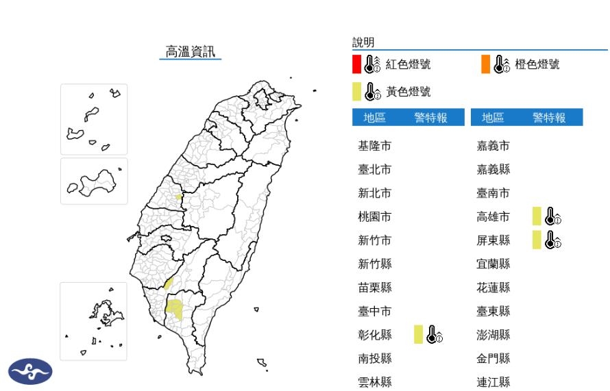 快新聞/有夠熱!3縣市亮高溫燈號 氣溫狂飆36度