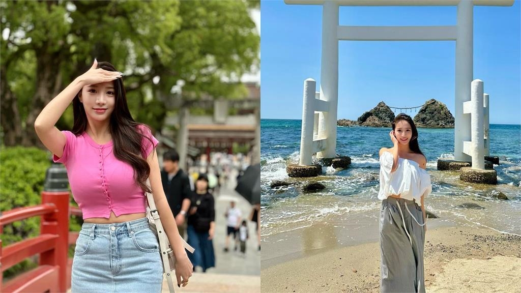 「真人蛇姬」旅日大曬美照！林采緹Po「柔肩鎖骨＋白色鳥居」網暈：仙女下凡