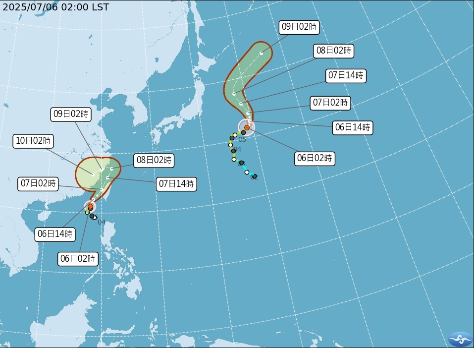 丹娜絲持續增強朝台灣逼近!大雨一路向北開炸19縣市 3縣市「下到發紅」