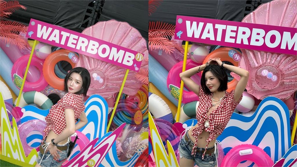 南韓水彈女神「懸吊重物」險掉出！跪地起身「白嫩麻糬寫大U」掀暴動：好熱