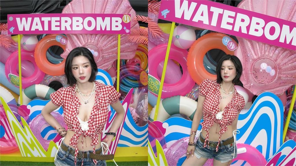 南韓水彈女神「懸吊重物」險掉出！跪地起身「白嫩麻糬寫大U」掀暴動：好熱