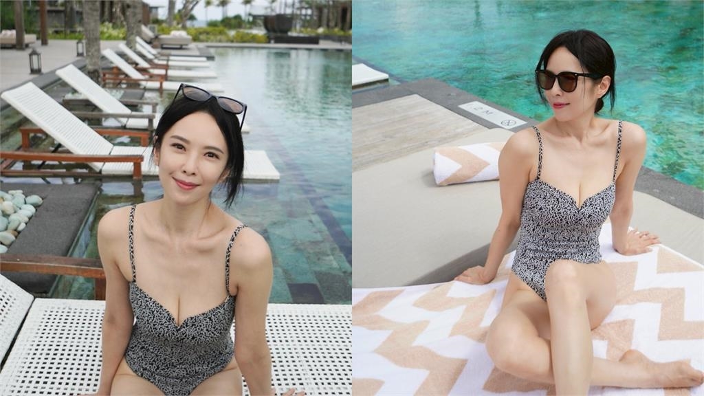 49歲天心曬開衩泳裝辣照!「深溝+長腿全洩」老公犯規視角網暴動