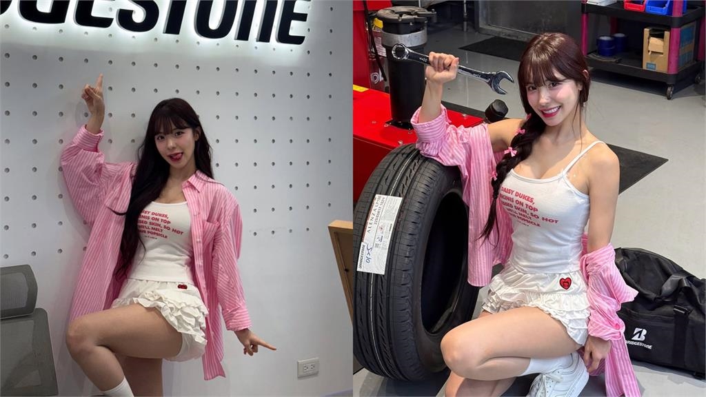 台中修車廠「超兇嫩模」彎腰扶輪胎!下秒被認出「本尊真身」狂吸8萬網朝聖