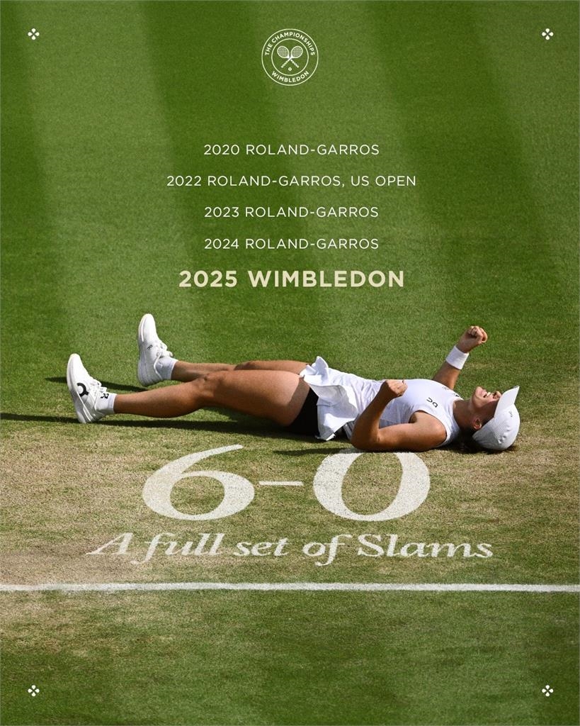 溫網(影)/史上首度兩個貝果完封對手!史薇泰克制霸決賽封后創百年紀錄