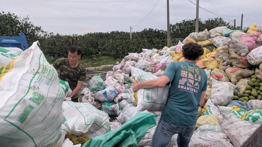 丹娜絲颱風台南文旦損失慘 台灣女婿吉雷米號召民眾撿落果