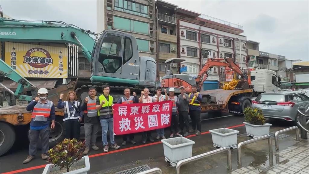 災區不孤單！　屏東縣109人次馳援　大量重型機具
