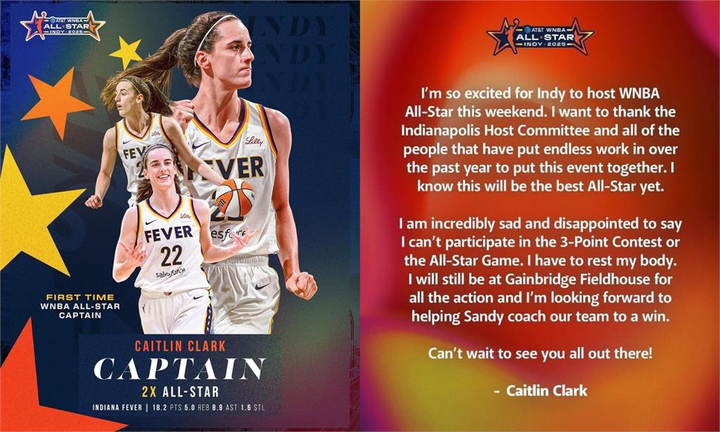 WNBA／「我非常難過和失望...」女籃第一人克拉克缺戰全明星賽：我得休息