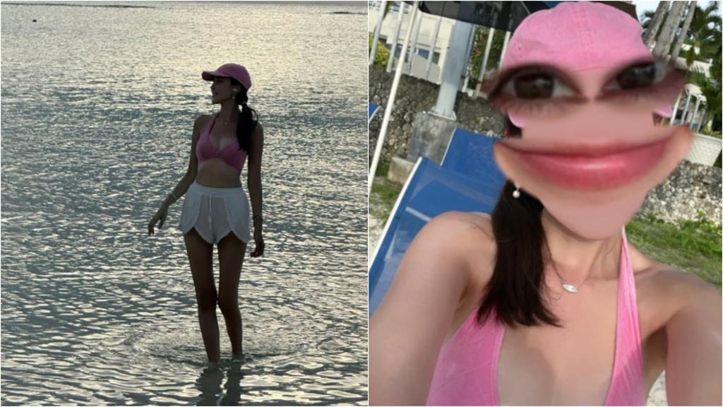 年過半百林志穎「小9歲嬌妻」解鎖海島辣照!臉蛋失真「猛烈變形」全被拍