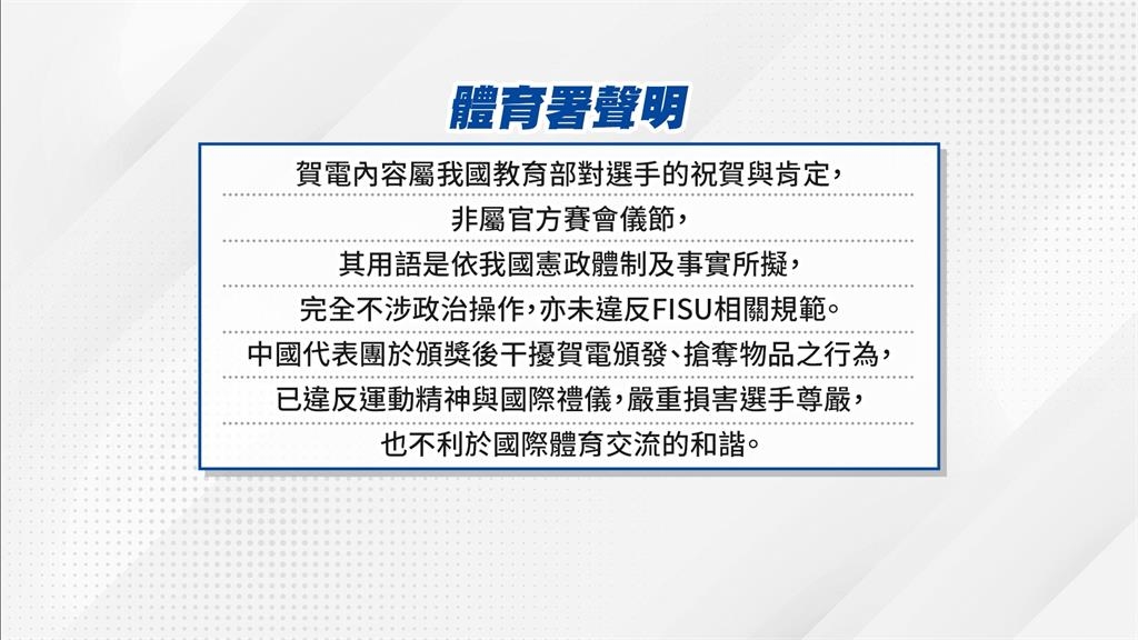中媒指「台灣人員蠻橫」　體育署：損害我選手尊嚴