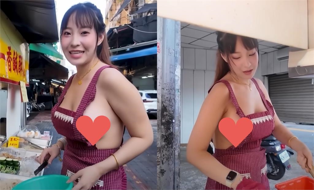 排骨酥闆娘「真材實料」！圍裙「側身大挖空」全被拍　隔壁攤認：我膚淺了