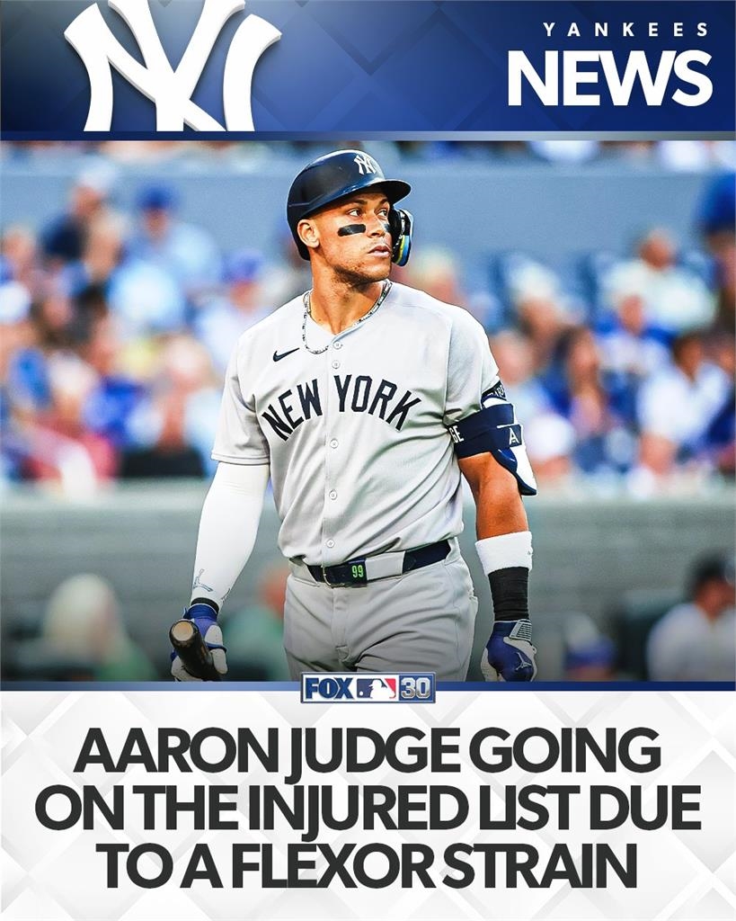 MLB(影)/MVP爭奪戰有變數!法官手肘不適進傷兵名單洋基戰績拉警報