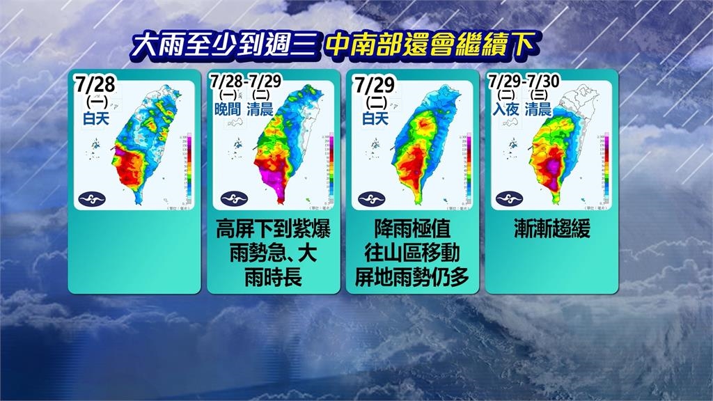 竹節草颱風復活拉抬低壓帶　加成西南風雨彈狂炸中南部
