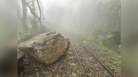 西南風挾帶豪雨!阿里山多處土石崩落 林鐵本線持續停駛