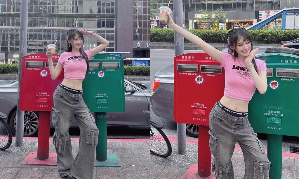 東區「郵筒正妹」褲頭大膽下滑!網一看「是賴品妤」震撼:在普發漂亮嗎