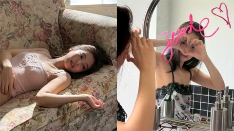 Jennie最新畫報「藕粉蕾絲裝」公開!大玩「性感誘惑」289萬粉嗨洗愛心