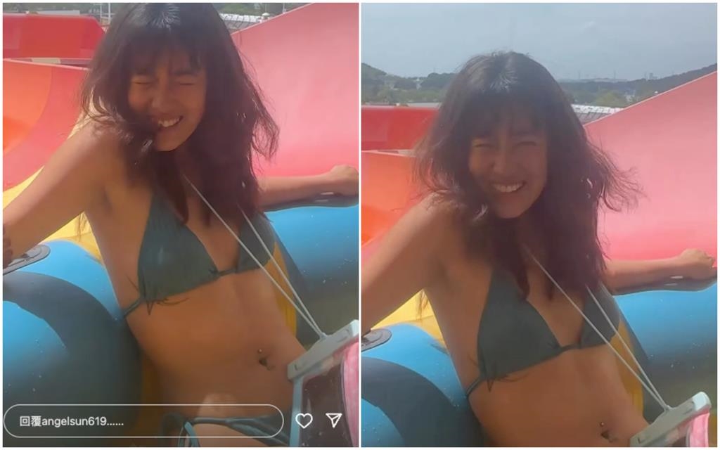 溼身比基尼妹「爽玩滑水道」竟是梧桐妹!布料遮不住「無碼刺青」跑出來