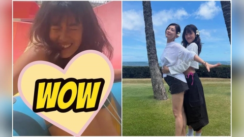 溼身比基尼妹「爽玩滑水道」竟是梧桐妹!布料遮不住「無碼刺青」跑出來