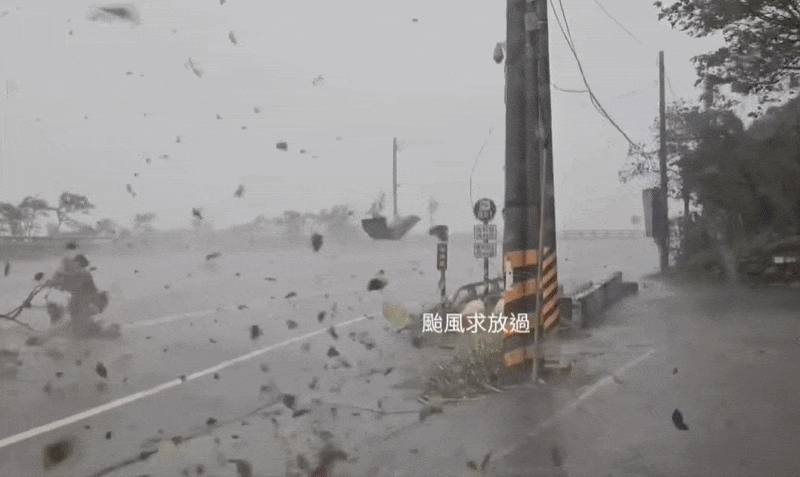 楊柳登陸台東「猛吹10級強風」恐怖畫面曝!他急停路邊「後照鏡吹歪」:求放過