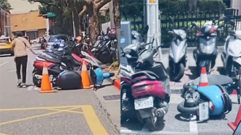 超扯三寶「放倒他車」爽停車格全被拍　離譜行徑曝光竟釣出苦主：才剛換新！