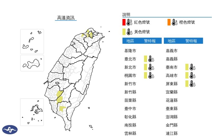 快新聞/慎防中暑!6縣市狂響高溫燈號