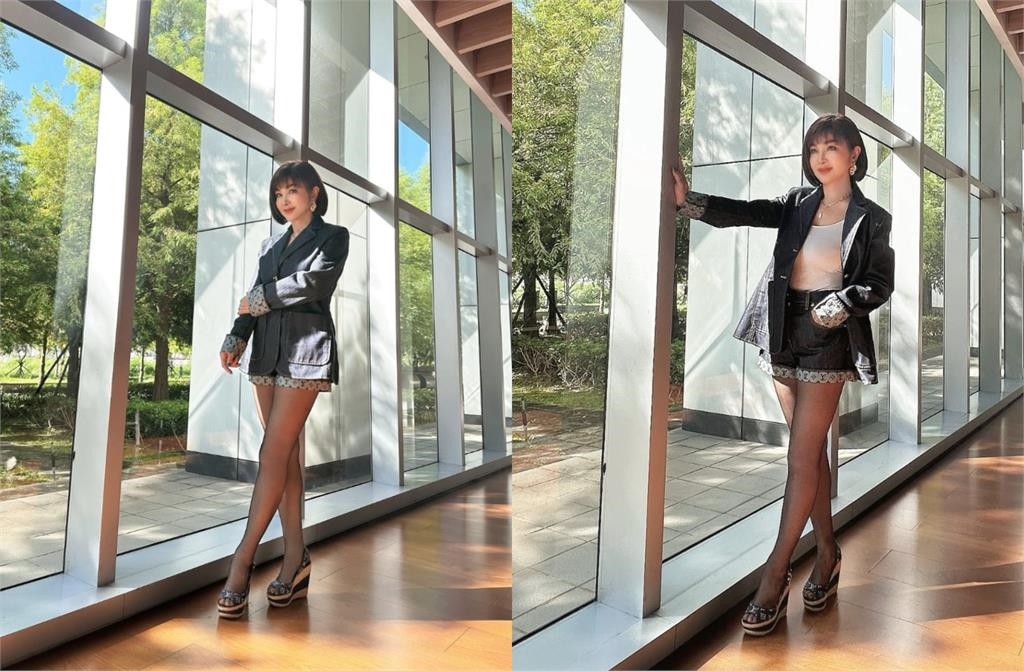 陳美鳳激短褲「只裹薄薄一層」站窗邊被看光！「69歲黑絲長腿」逼瘋網：超辣