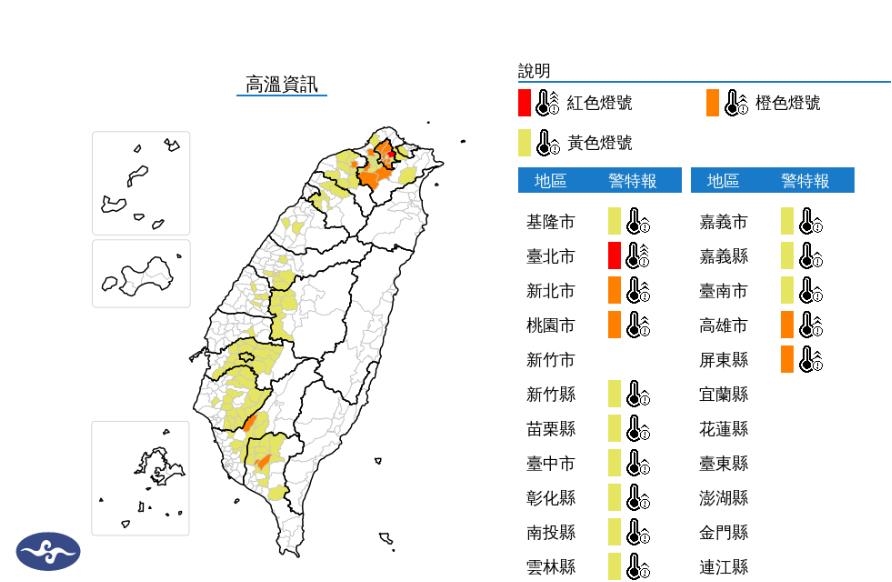 快新聞／投票注意防曬！15縣市狂響高溫燈號　「這4地」恐破38度