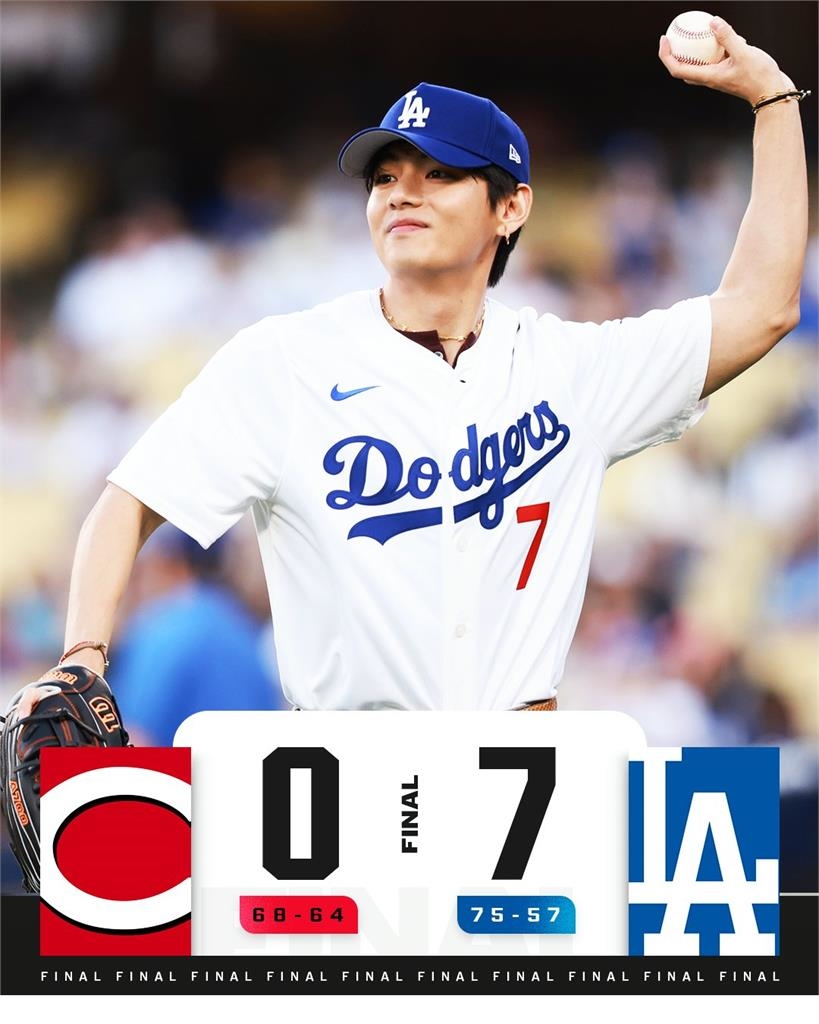 MLB／BTS「V」魅力無極限！空降道奇贏球MVP　還攻佔大聯盟多則釘選貼文