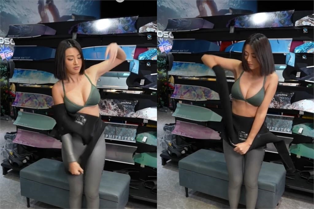 台正妹示範脫潛水衣轉身「掉出巨型草仔粿」！瞬間香港暴紅：台港友誼橋梁