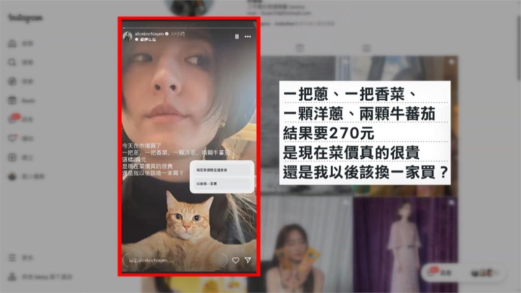 女神也被菜價打敗! 柯佳嬿買4樣270元 傻眼:該換家買?