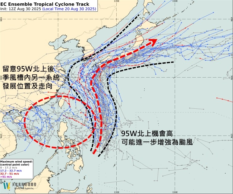 高壓減弱太平洋亂鬥「95W北衝恐成颱」?專家示警「新擾動接力生成」!