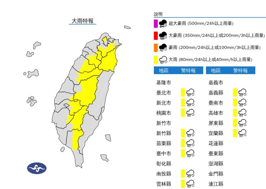 快新聞／國家級警報響起！13縣市大雨特報　大雷雨狂炸新北等3地