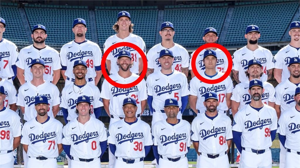MLB/道奇拍大合照「不用再P山本」!柯蕭+自由男站C位、大谷排紅中偏右