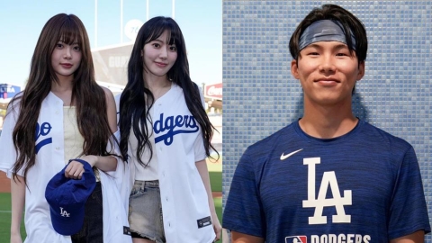 MLB(影)/道奇金慧成合體韓國女團 與LE SSERAFIM合照「雙手握緊緊」
