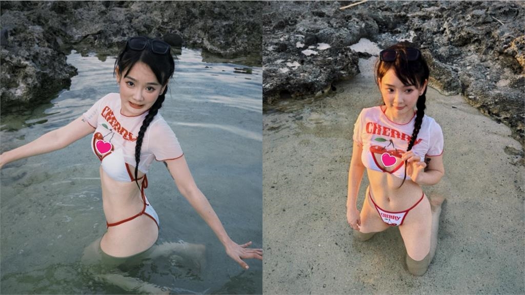 「籃球女神」海邊解放比基尼!胸前2顆櫻桃「撐到變形」燦爛甜笑畫面曝光