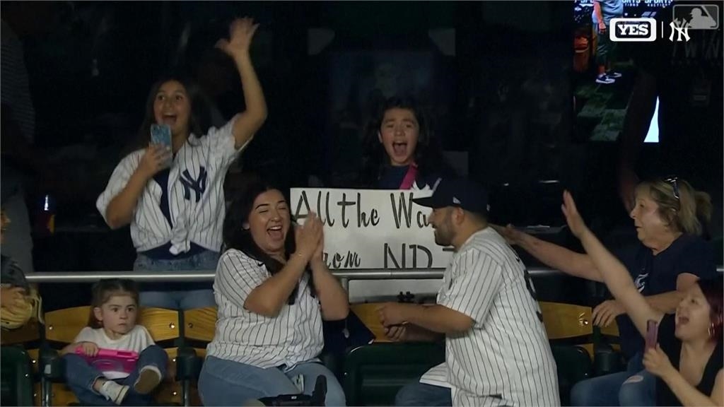 MLB(影)／超淡定金髮小妹！洋基球迷求婚嗨翻球場　她「只興奮2秒」意外爆紅