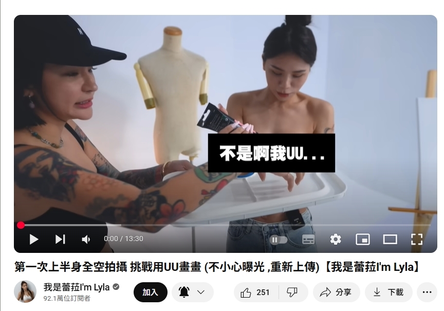 蕾菈上身全空「芋圓作畫」驚爆露點？急下架處理…網疑搏流量首回應了