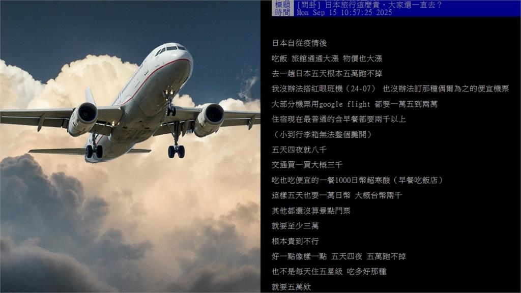 他嘆遊日「5天4夜噴5萬」超貴！親揭「機票就2萬」掀論戰慘遭酸：不然去國旅
