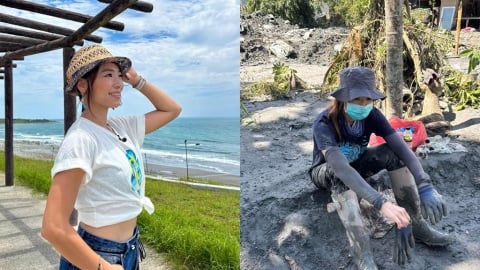 段慧琳花蓮拚救災！ 賣力清汙「鏟土手起水泡」親曝5大觀察：不只需要鏟子超人